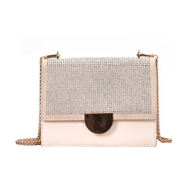 

2019 four seasons retro lock chain chain slung fashion multi-function small square bag wild elegant retro female shoulder bag
