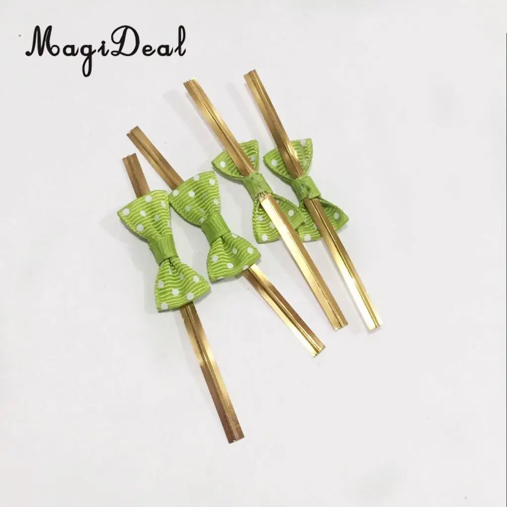 MagiDeal 50 Pieces Bowknot Sealing Wire Bakery Packing Cake Decoration Wire Bow Twist Tie for DIY Art Craft Projects #2