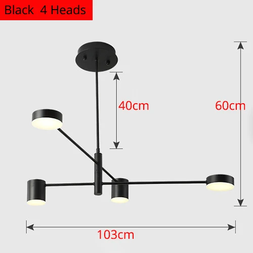 Современный светодиодный Люстра Потолочный светодиодный светильник люстра освещение для Гостиная столовая Спальня украшения осветительных приборов - Цвет абажура: Black  4 Heads