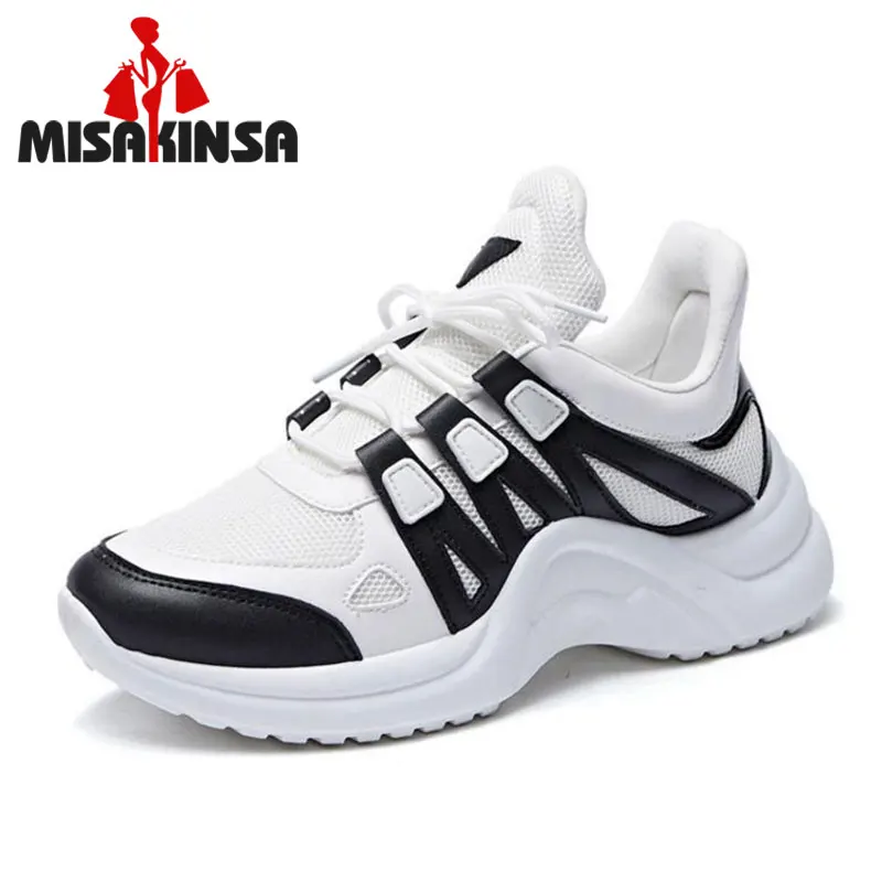 

MISAKINSA Size 35-43 Breathable Mesh Women Casual Shoes Vulcanize Female Fashion Sneakers Lace Up Soft High Leisure Footwears