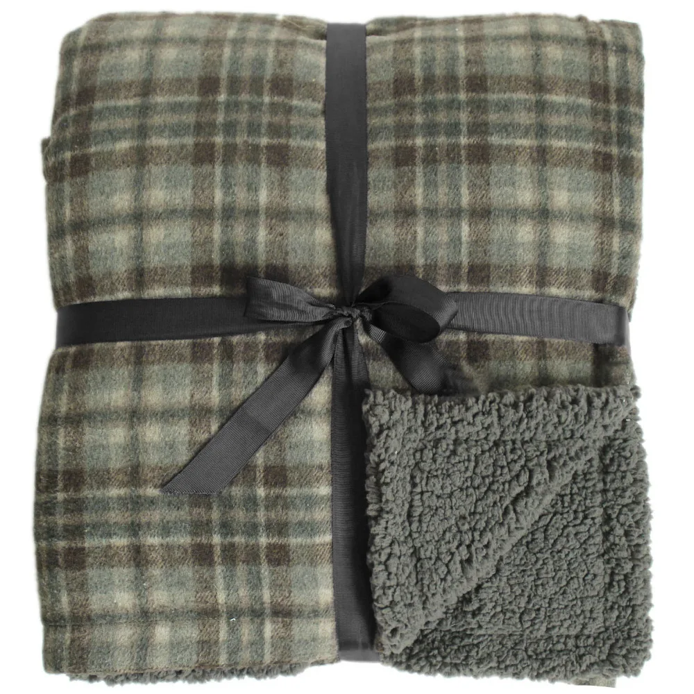 

Promotion Coffee Plaid with Soft fabric Blanket Throw Warm and Warm Throw