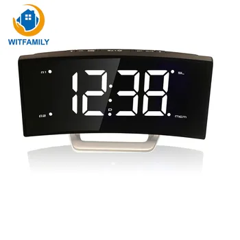 

LED Arc Radio Alarm Digital Clock Electronic Clock Bedside Luminous Snooze Radio Luminous Luminova Backlight External Power