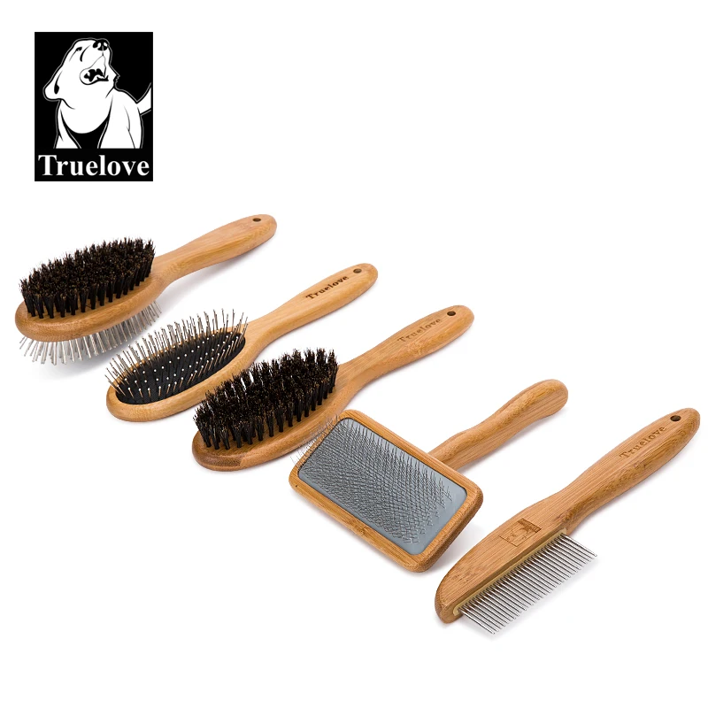 Truelove Bristles Hair Brush Pet Comb Natural Original Bamboo for Cat and Dog Massage Grooming Small Medium Large TLK21131