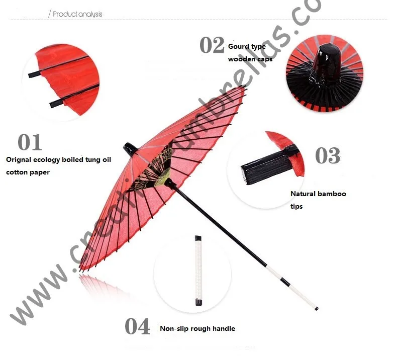 36 ребра натурального бамбука и дерева Производительность танцы масло бумага антикварные Свадебные невесты не водонепроницаемый реквизит украшения арт зонтик