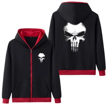 

Punisher Skull Hooded Adult Hoodie Zipper Hoodies & Sweatshirts Coat Outer Wear Hoody Five Color