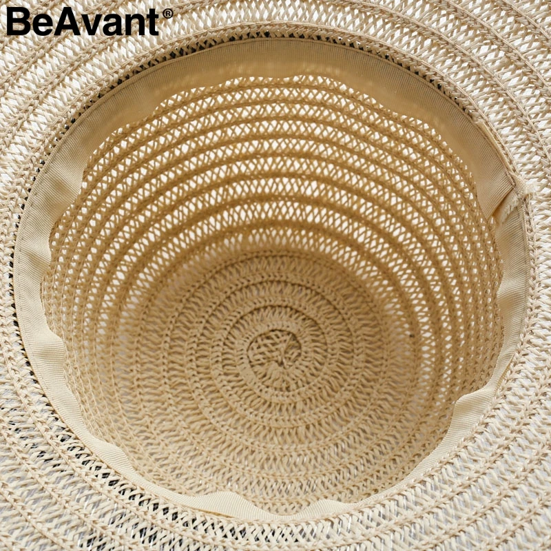 Женская соломенная шляпа BeAvant с широкими полями и бантом для отдыха на лето
