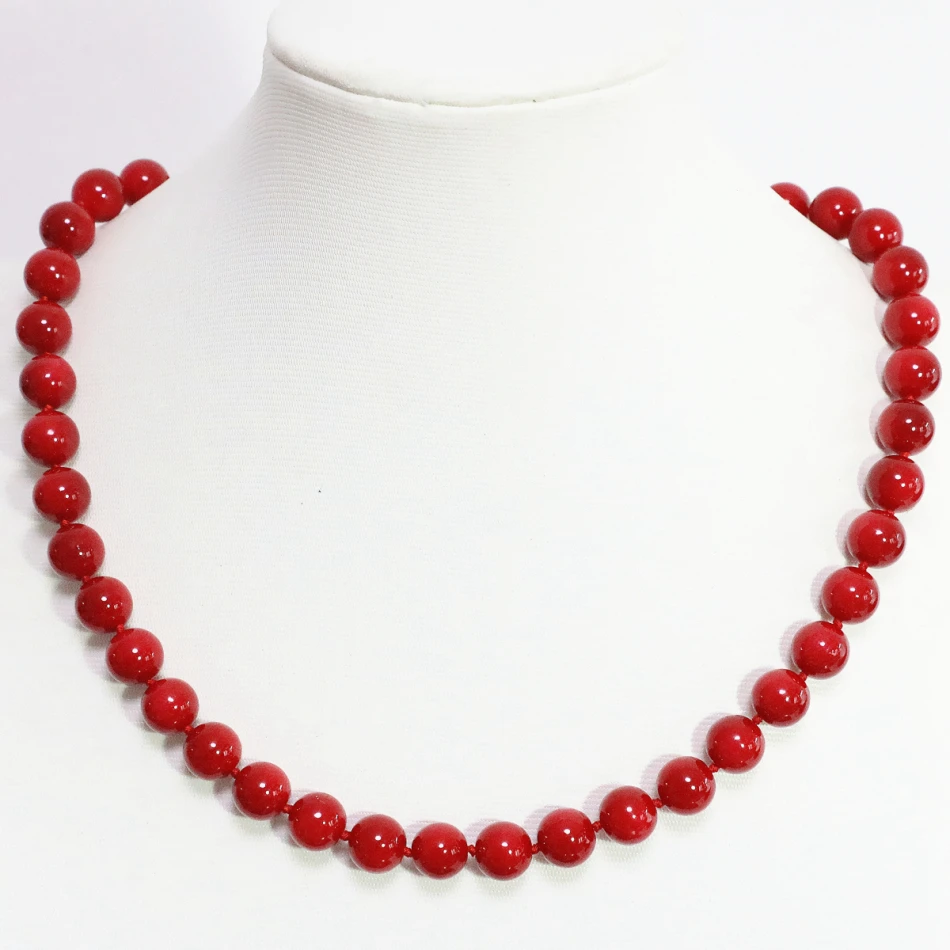 New fashion red artificial coral necklace for women 8,10,12,14mm round