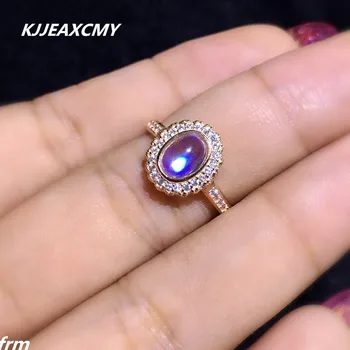 

KJJEAXCMY Fine jewelry Fine Inlaid natural blue moonstone female models 925 sterling silver rings wholesale blue