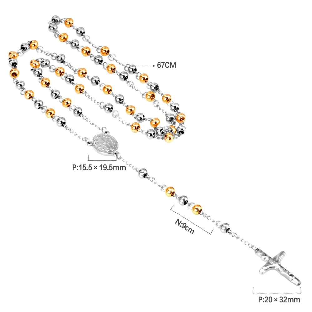 Роскошные золотые/серебряные/разноцветные бусы четки кулон в виде креста на цепочке ожерелья Девы Марии Длинные ожерелья для женщин ювелирные изделия подарок