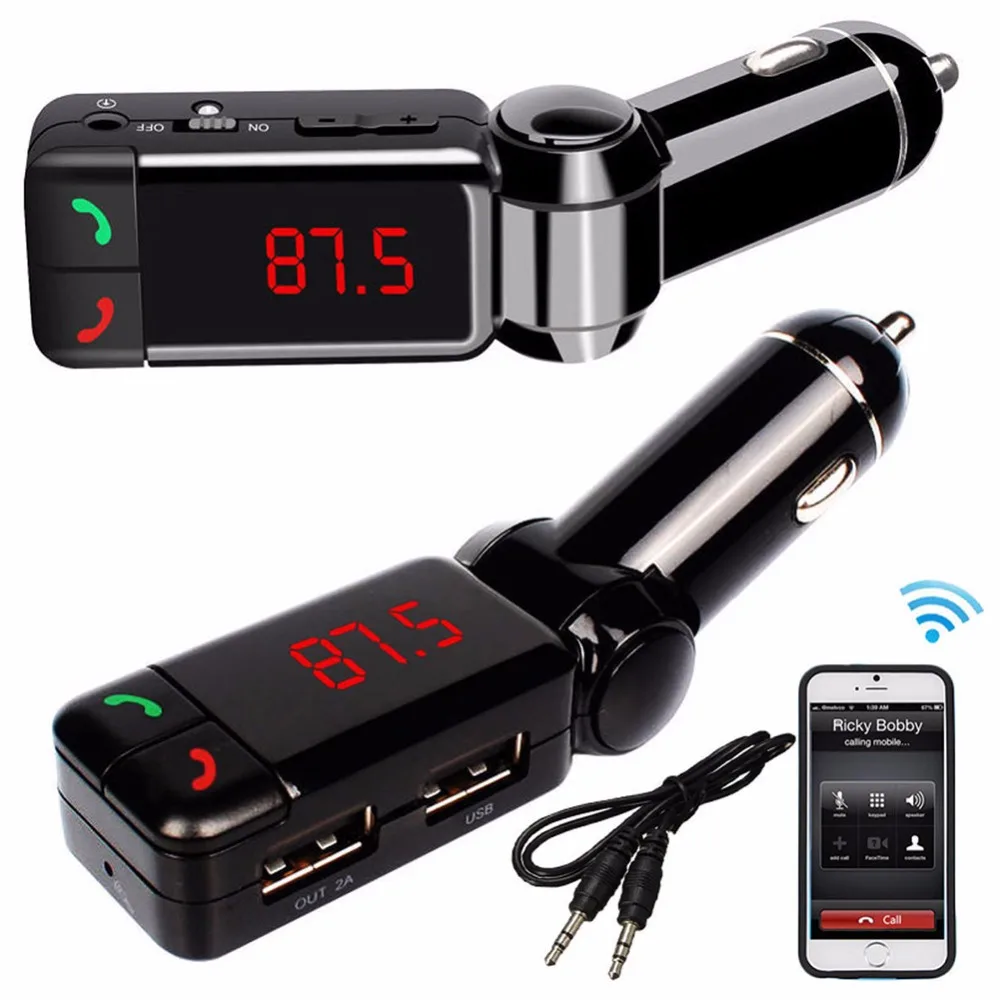 Беспроводной Bluetooth автомобиля FM Музыкальный Bluetooth гарнитура для авто MP3-плееры аудио Беспроводной fm-передатчик USB ЖК-дисплей Дисплей для iPhone 5 5S 6 6 S