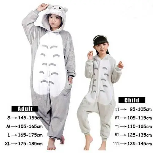 Кигуруми мультфильм Тоторо Onesie косплей костюмы унисекс для взрослых детей пижамы ночное белье Комбинезоны - Цвет: Silver