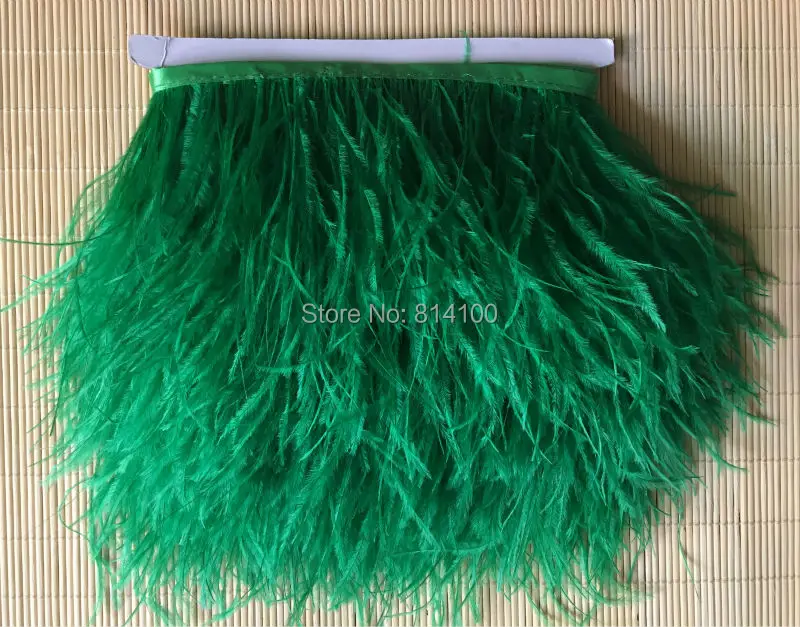 

10yards/lots dark green Ostrich Feather Plumes Fringe trim 10-15cm Feather Boa Stripe for Party Clothing Accessories Craft