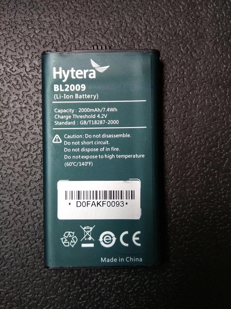 Hytera PD365 Батарея BL2009 2000 мА/ч, 3,7 V Батарея HYT PD362 PD355 PD365 PF355LF PD365LF