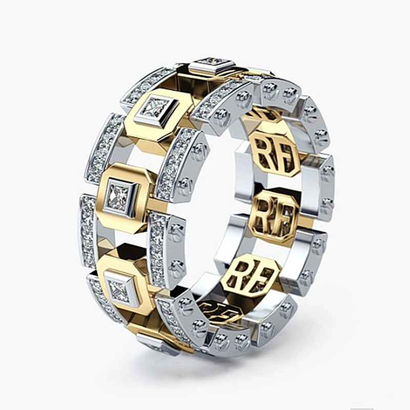 

Modern Gold and Silver Mix Color Two Tone Ring Men Fashion Jewelry New Lady Technology Women Accessories Z5M071