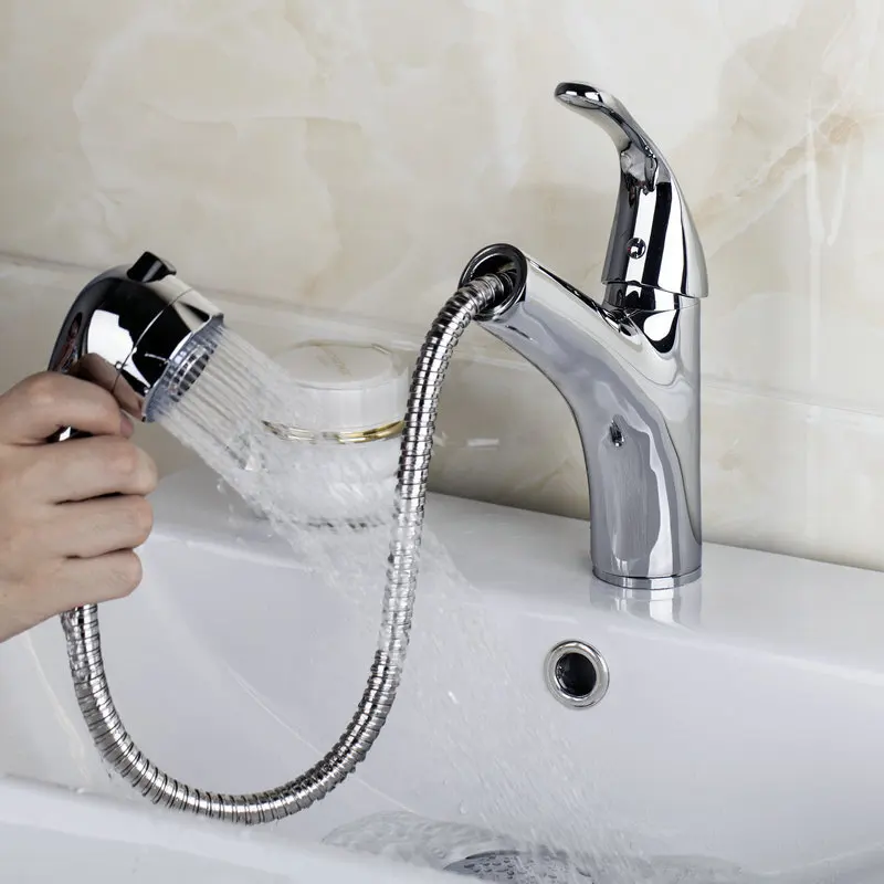 92418 8 Polished Chrome Waterfall Bathroom Basin Faucet Single Handle Sink Pull Down Mixer Tap New