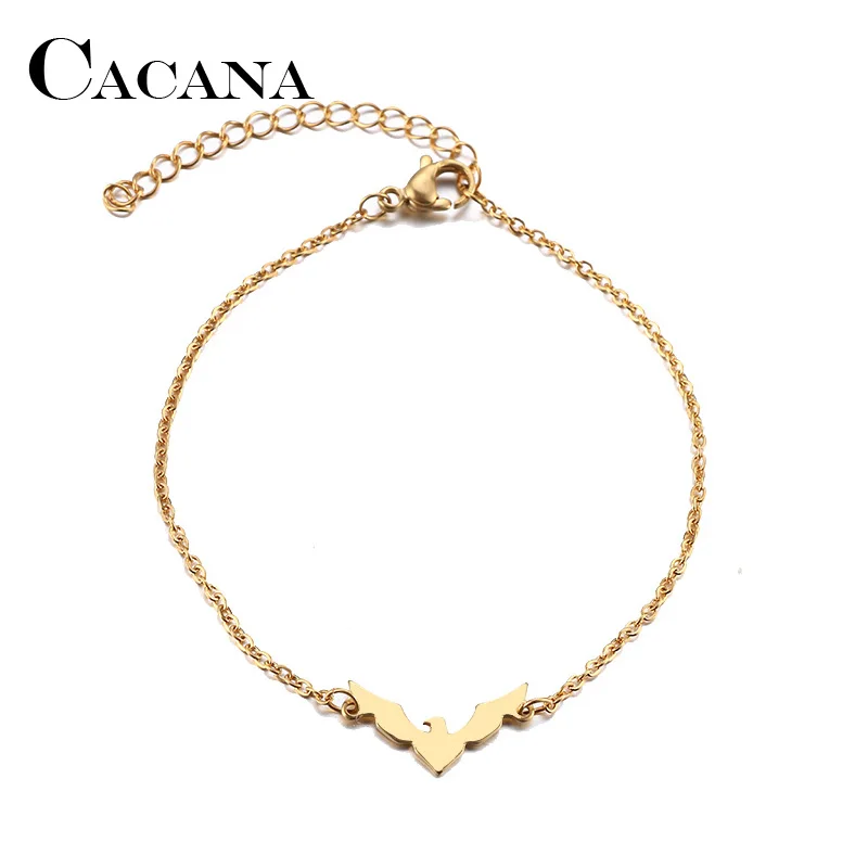 CACANA Stainless Steel Bracelet For Women Man Bird Gold And Silver Color Pulseira Feminina Lover's Engagement Jewelry