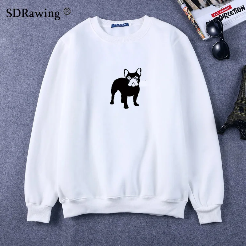 Женская толстовка с принтом Funny I Love French Bulldog Повседневная Толстовка графическим