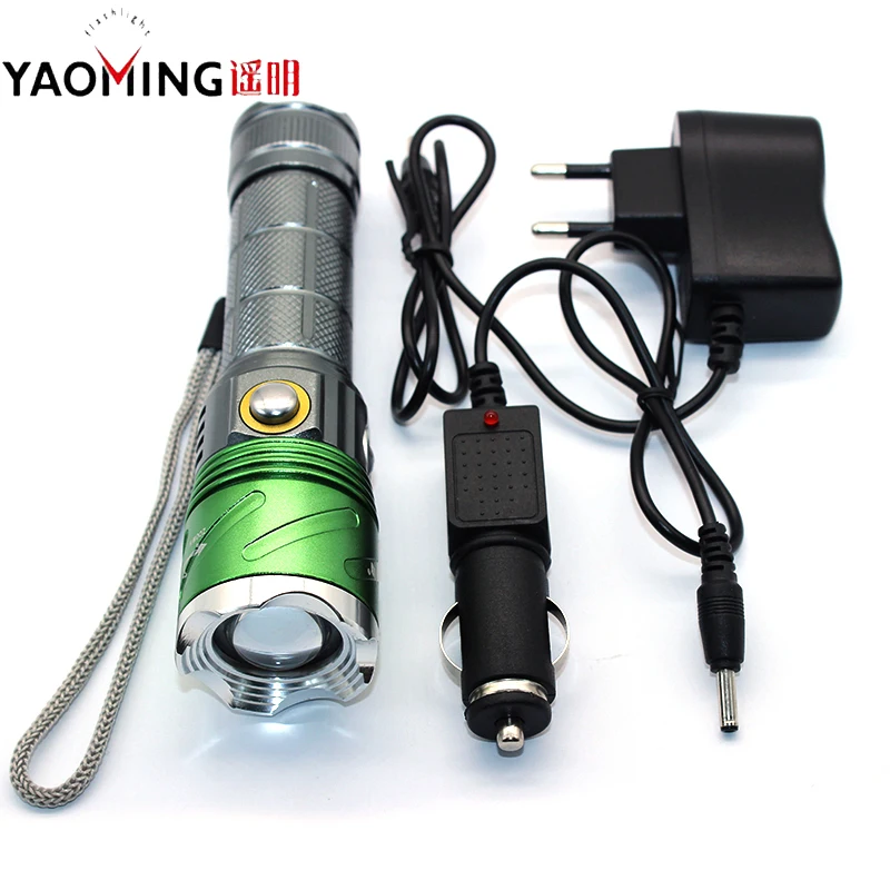 

Rechargeable XM-L2 U2 LED 4 Modes Police Tactical Flashlight 500 Meters 395NM UV Torch Hunting Linterna Charger + Car Charger
