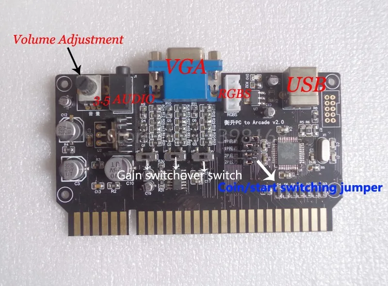 ПК JAMMA адаптер VGA 15 К аудио-видео усилитель мощности усиления USB джойстик чип