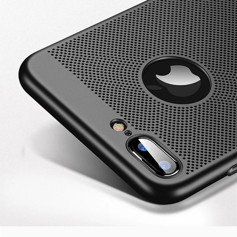 Portefeuille For iPhone 7 Plus Case Breathable Heat Dissipation Mesh Hard Back Phone Case Cover For iPhone 8 X 6 6S 5 5S SE Capa (3)