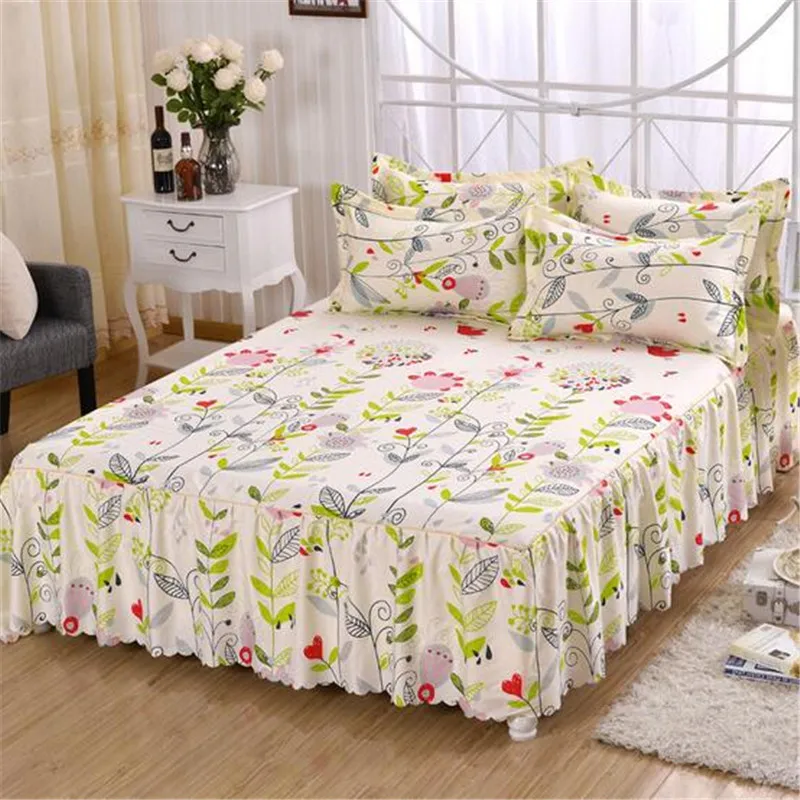 

3pcs bed skirt pillowcase cover bedspread Bed Skirts Mattress Cover flat sheet wedding bed covers sheets king / full / queen
