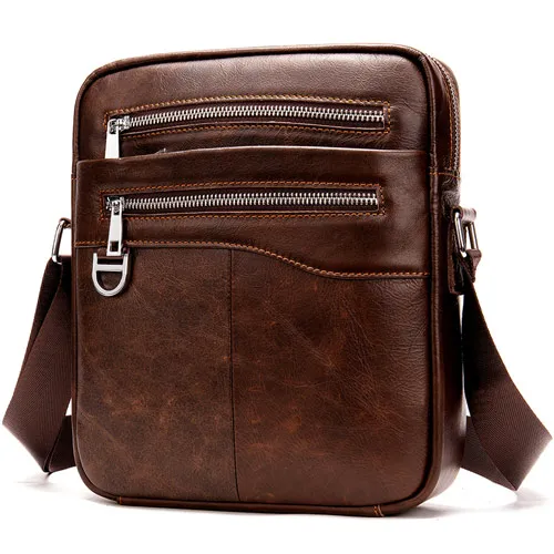 WESTAl Мужская сумка из натуральной кожи сумка через плечо для мужчин винтаж messengr сумка мужская с клапаном на молнии высокое качество сумки 8513 - Цвет: 8513R4lightcoffee