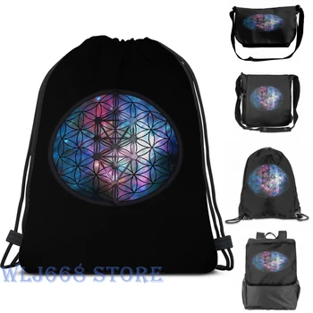 

Funny graphic print shoulder Bags women Sacred Geometry Flower Of Life Tree Of Life Single shoulder backpack travel men