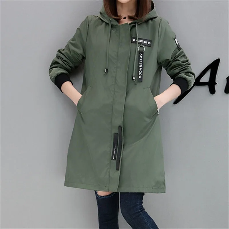 Kaufen Trenchcoat Frauen 2018 Frühling Herbst Hoodies top Plus größe Dünne Studenten Baseball kleidung Medium länge Windjacke Mäntel A1934