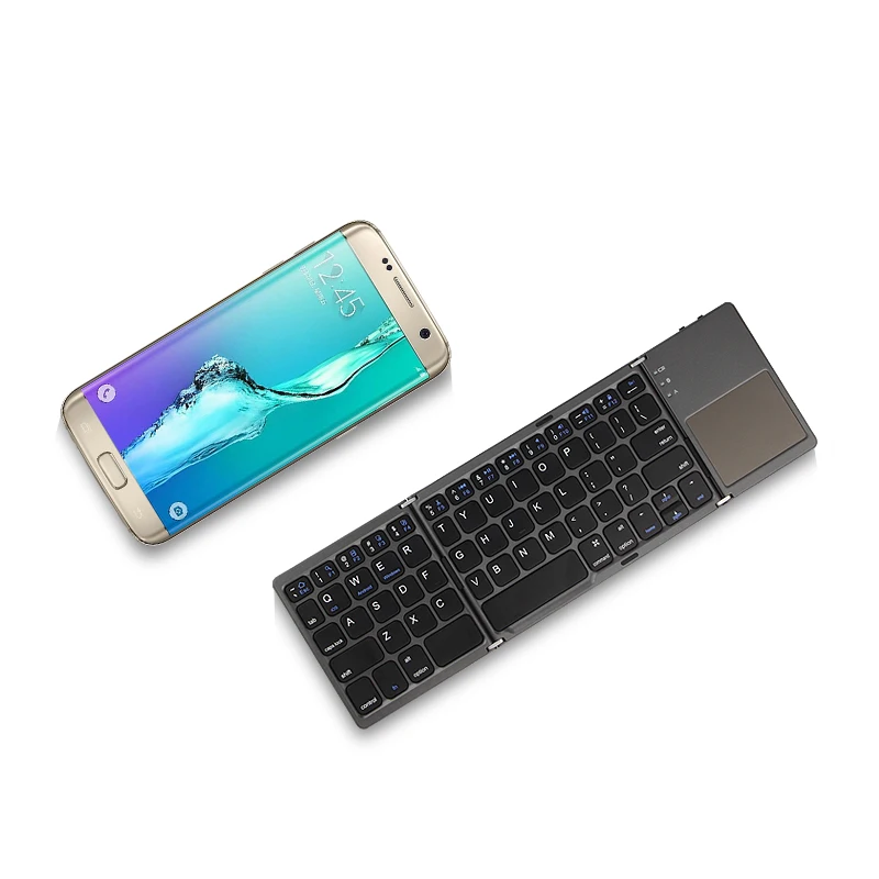 Три сложенный беспроводная клавиатура Bluetooth для samsung Galaxy S8 S9 S7 S6 край + S5 S4 Note8