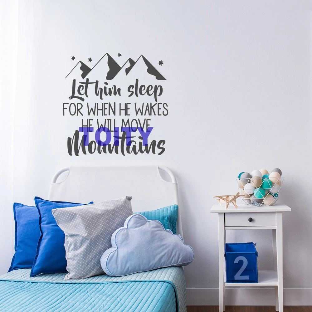 Nursery Art Vinyl Wall Decal Sayings Let Him Sleep Baby Kids Bedroom