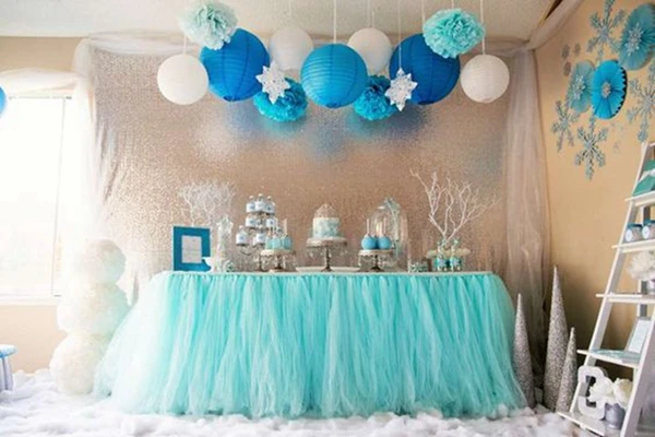 

Blue Organza Tulle TUTU Table Skirt roll Fabric Spool Tutu Wedding Birthday Party Decoration Chair Festive Supplies