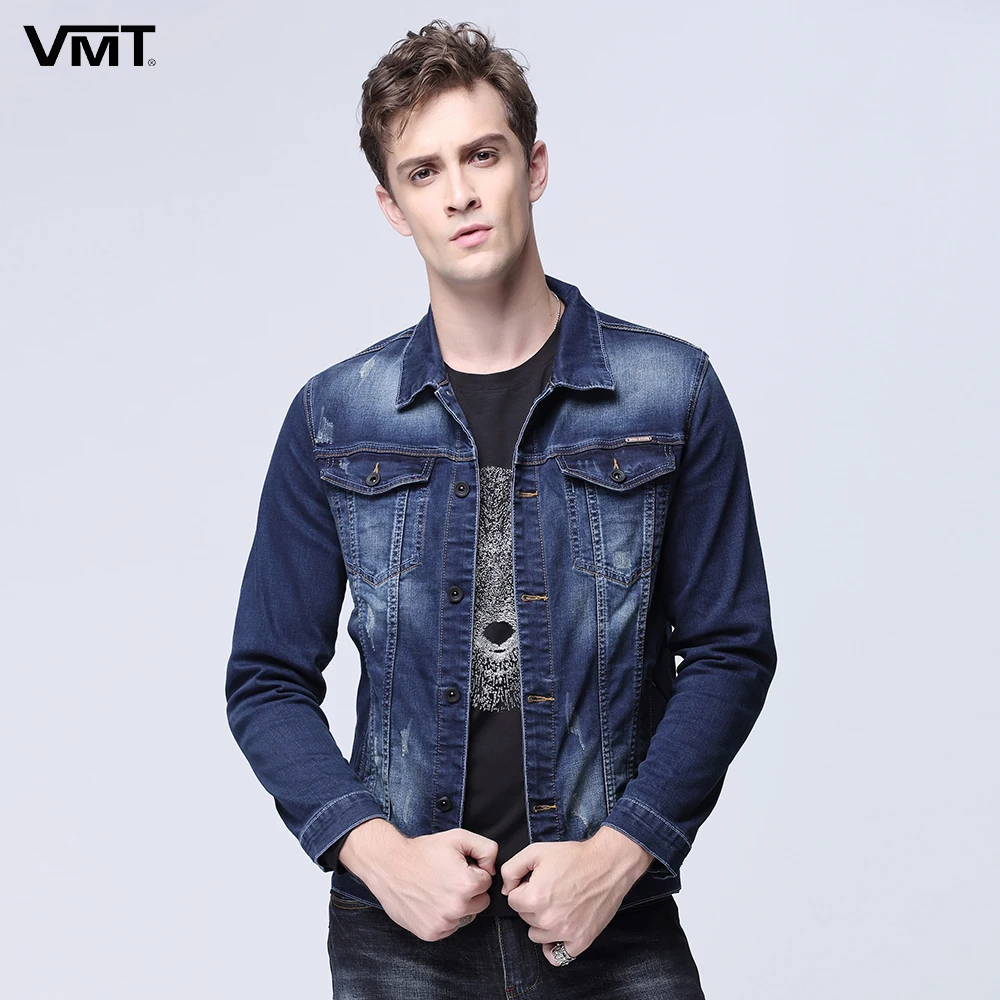 2017 Spring Men's Denim Jackets Mandarin Collar Slim Fit Fashion Jeans M 3XL Zippers Jacket