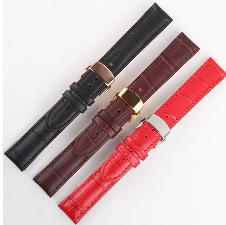 Free Shipping 17mm New High Quality Black Genuine Leather Watch BANDS