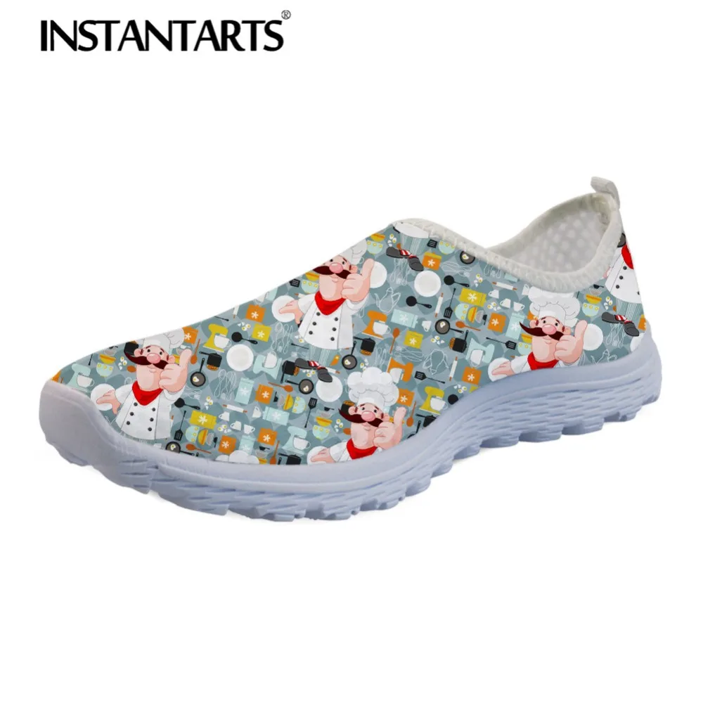

INSTANTARTS 2019 Brand Design Women Flats Shoes Summer Woman's Casual Mesh Shoes Professional Chefs Print Teen Girl Sneakers
