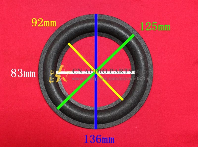 2 штуки 5," 5-1/2 дюймов качественный низкочастотный динамик с басами громкоговоритель кольцо из вспененного материала для динамика окружает кВт 83 мм L1: 92 мм L2: 125 мм 136 мм