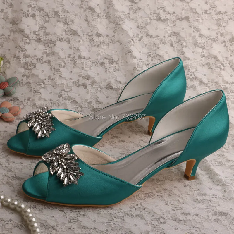 Wedopus MW589 Custom Handmade Kitten Heel Bridal Shoes Wedding Olive