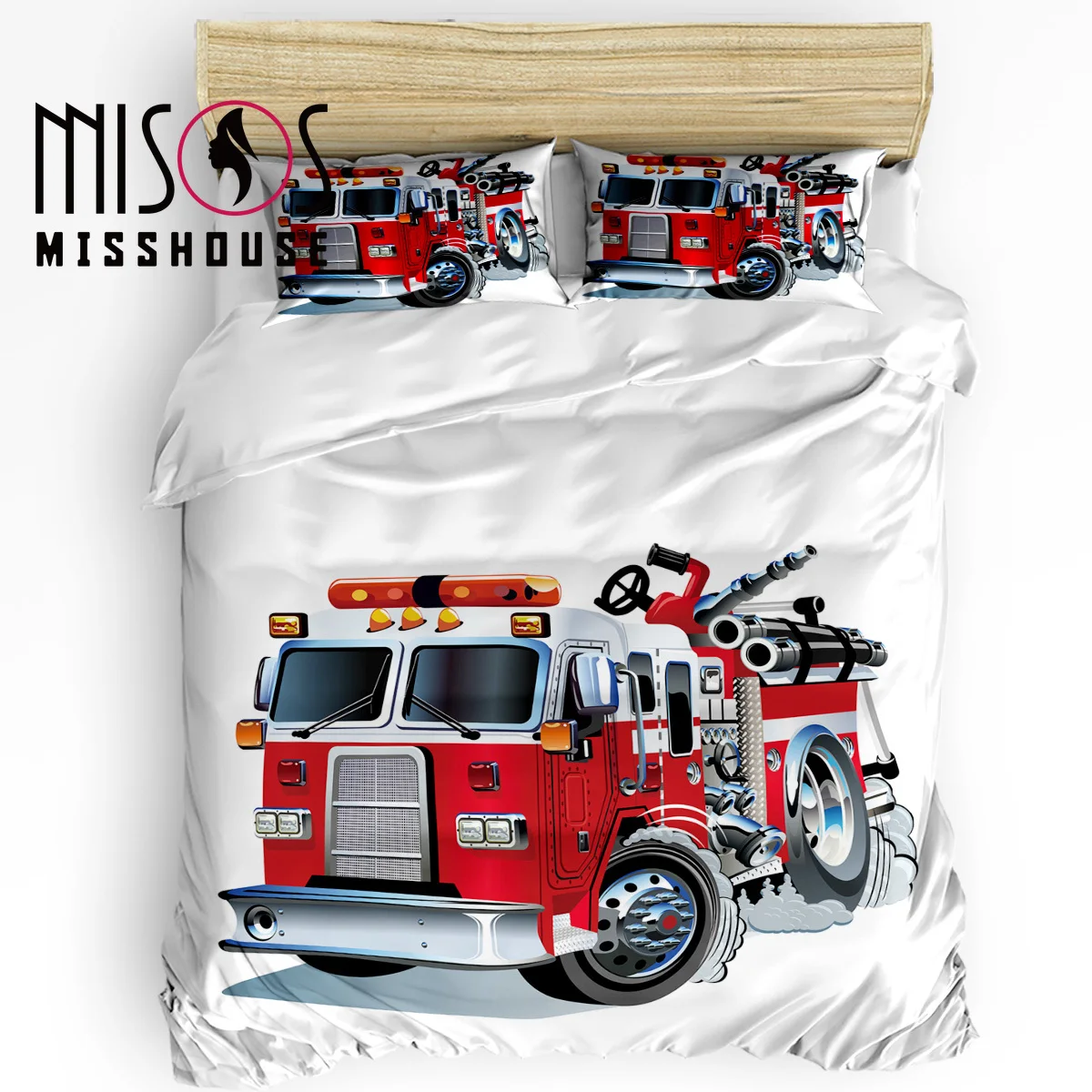 Misshouse постельные принадлежности наборы мультфильм пожарная машина домашний текстиль 3 шт. пододеяльник набор одеяло наволочки