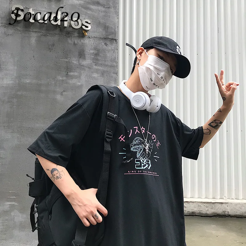 Focal20 Harajuku динозавр японский принт Женская футболка футболки весна лето короткий рукав вырез лодочкой Свободная Женская футболка футболки