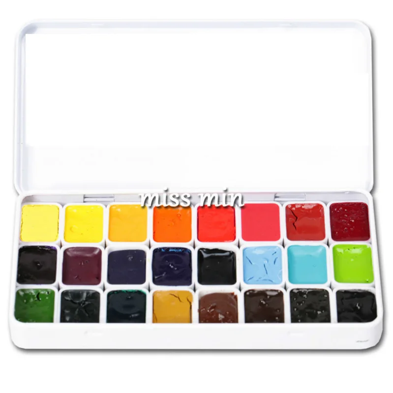 Billige 24 farbe aquarell malen candy farbe neue farbe basis farbe aquarela kunst liefert anfänger 0,8 ml mini eisen box verpackung verf