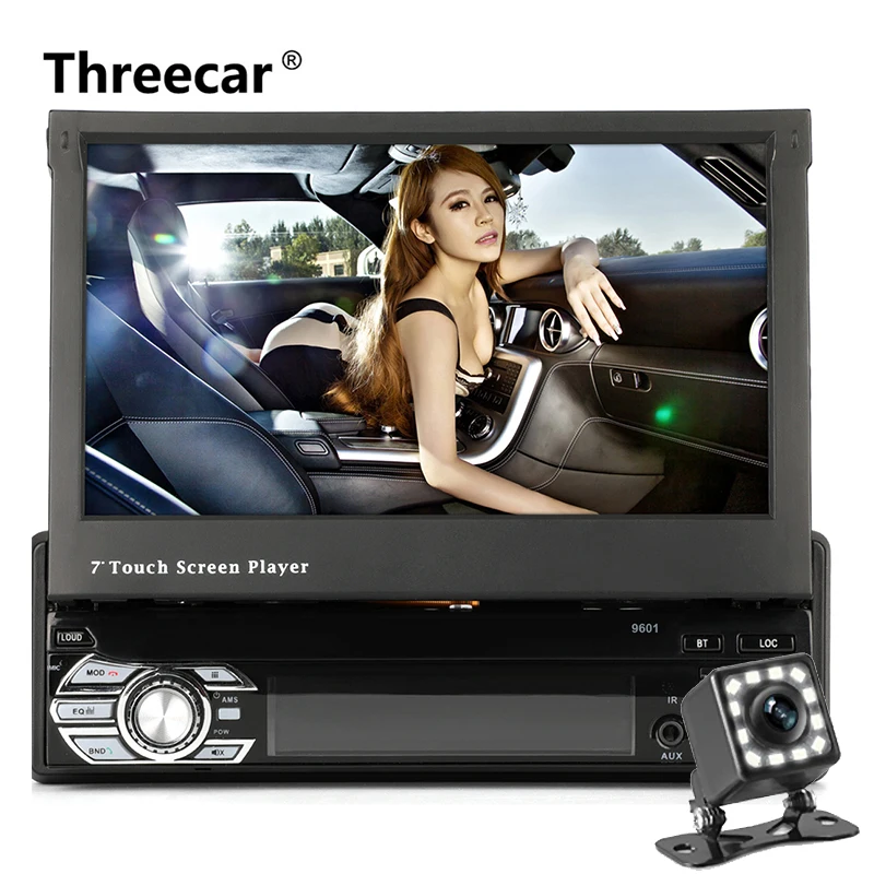 

Newest Bluetooth Car Stereo audio Radio 1DIN 7" HD Retractable Touch Screen Monitor MP5 12v SD FM USB Player Rear View Camera