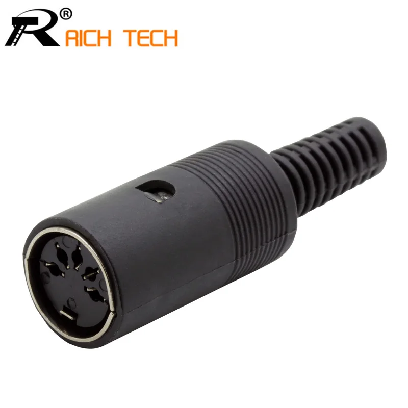 

10Pcs/lot DIN Plug Connector 5PIN DIN Female Jack Socket Wire Connector with Plastic Handle Spring Fits 6.5mm Cable