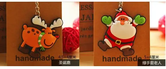100pcs/lot Christmas tree decorations Keychains Santa Claus Keyfob mini cute deer key ring 5cm | Украшения и аксессуары