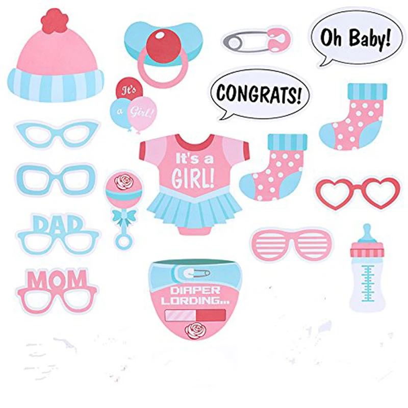 25 штук Baby Shower Photo Booth Реквизит Маска бумажная карточка его мальчик девочка День