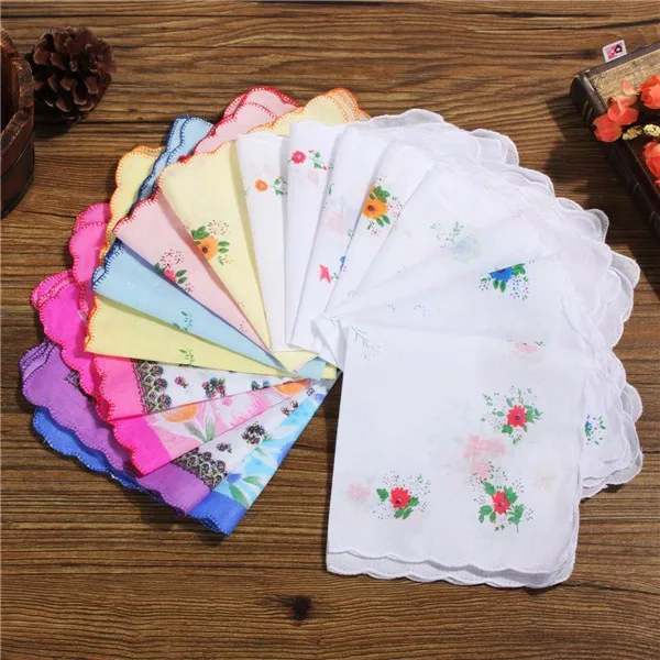 Новый 50x цветочные платки различные хлопок винтажные носовые платки Цветочный Леди для женщин стиль подарок 28x28 см