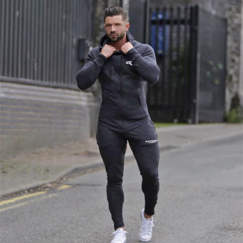 Details about   Men Sports Tracksuit Set Hoodie Athletic Tops Joggers Running Fitness Gym Pants