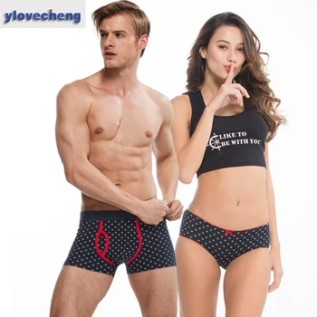 

Couples underwear cotton hit color small floral anchor men's boxer ladies triangle underwear 2019 hot new