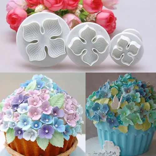 

3Pcs/set Hydrangea Laurustinus Flower Gum Paste Cake Cookie Plunger Cutter fondant decrating tools