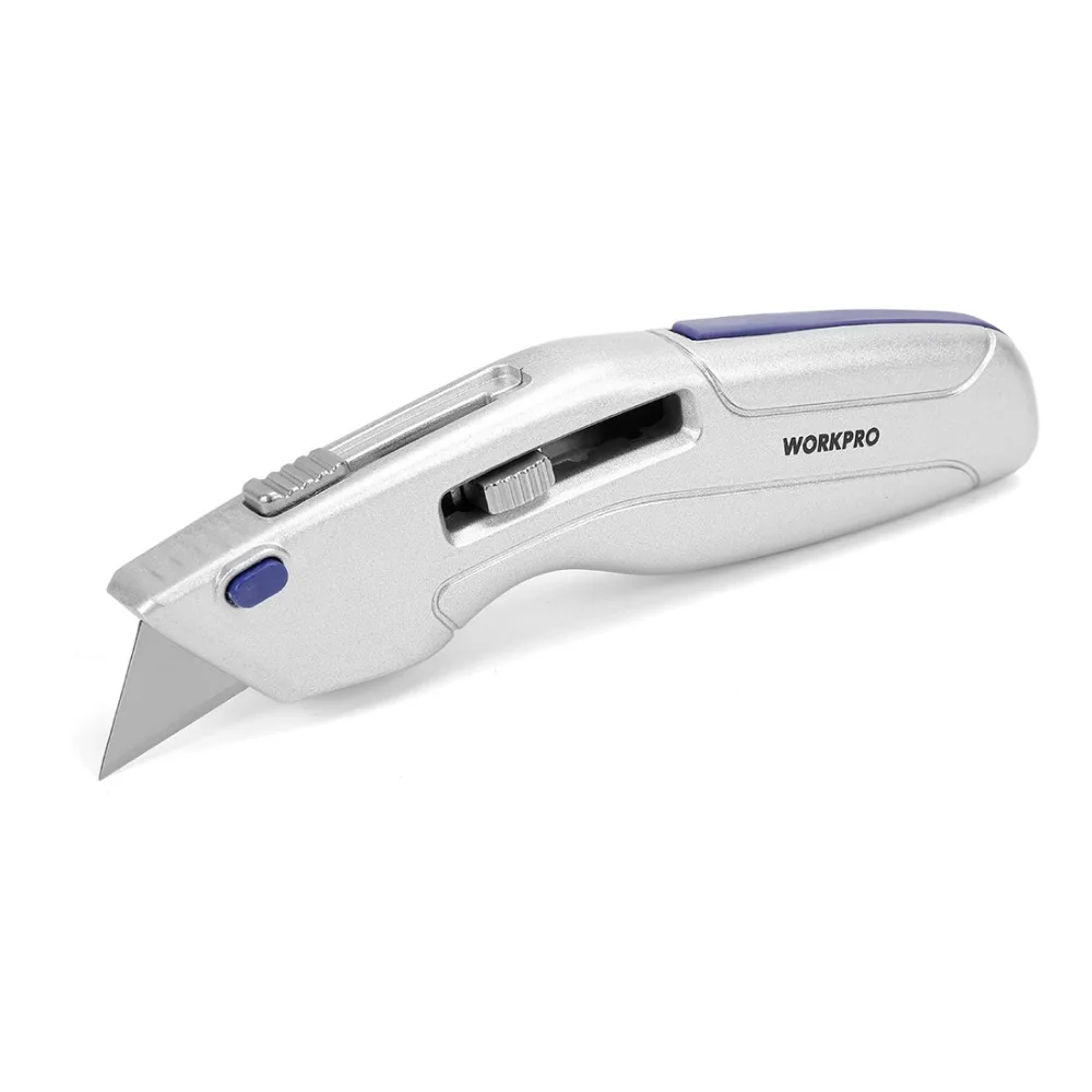 

WORKPRO Retractable Utility Knife and Self-retracting Safety Box Cutter 2-in-1 with 3 Extra Blades Included