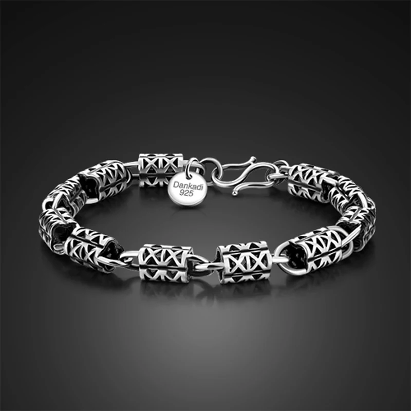 Мода 925 серебряные бусины шесть браслет с огранкой Мужская мода браслет властная метросексуал серебряные ювелирные изделия серебро