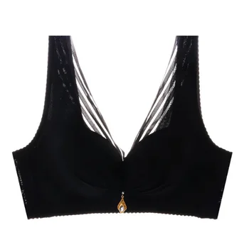 

N ew v-neck push up lace bralette sexy wire-free bra plus size wireless bras crop top women underwear black brassiere
